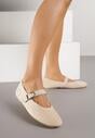 Beżowe Balerinki Mary Jane z Klamrą Zaurg