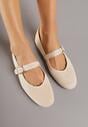 Beżowe Balerinki Mary Jane z Klamrą Zaurg