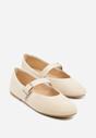 Beżowe Balerinki Mary Jane z Klamrą Zaurg