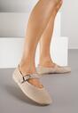 Ciemnobeżowe Balerinki Mary Jane z Klamrą Zaurg