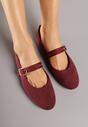 Bordowe Balerinki Mary Jane z Klamrą Zaurg