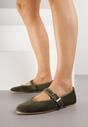 Zielone Balerinki Mary Jane z Klamrą Zaurg