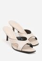 Beżowe Klapki na Szpilce z Wycięciami po Bokach Amaliliphis