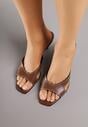 Brązowe Klapki na Szpilce z Wycięciami po Bokach Amaliliphis