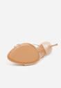 Beżowe Klapki na Szpilce z Paskami Klamerką i Lakierowanym Połyskiem Urneiros