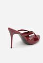 Bordowe Klapki na Szpilce z Paskami Klamerką i Lakierowanym Połyskiem Urneiros