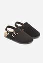Czarne Sandały Typu Chodaki z Klamrami Silvermore
