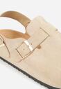 Beżowe Sandały Typu Chodaki z Klamrami Silvermore