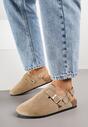 Ciemnobeżowe Sandały Typu Chodaki z Klamrami Silvermore