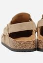 Ciemnobeżowe Sandały Typu Chodaki z Klamrami Silvermore