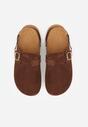 Brązowe Sandały Typu Chodaki z Klamrami Silvermore