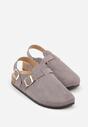 Szare Sandały Typu Chodaki z Klamrami Silvermore