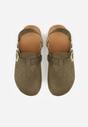 Zielone Sandały Typu Chodaki z Klamrami Silvermore