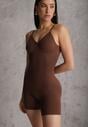 Brązowa Bielizna modelująca Kombinezon z Odkrytymi Plecami Riselles