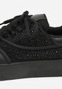 Czarne Sneakersy na Platformie Ozdobione Cyrkoniami Kyllyss
