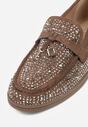 Brązowe Mokasyny z Cyrkoniami i Ozdobami Distantsteam