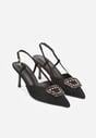 Czarne Sandały na Szpilce Ozdobione Aplikacją z Cyrkoniami Orinriane