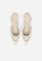 Jasnobeżowe Sandały na Szpilce Ozdobione Aplikacją z Cyrkoniami Orinriane