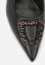 Czarne Sandały na Szpilce Ozdobione Aplikacją z Cyrkoniami Isleheart