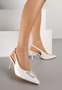 Białe Sandały na Szpilce Ozdobione Aplikacją z Cyrkoniami Isleheart