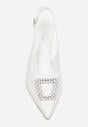 Białe Sandały na Szpilce Ozdobione Aplikacją z Cyrkoniami Isleheart