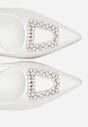 Białe Sandały na Szpilce Ozdobione Aplikacją z Cyrkoniami Isleheart