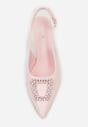 Różowe Sandały na Szpilce Ozdobione Aplikacją z Cyrkoniami Isleheart