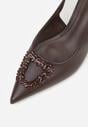 Brązowe Sandały na Szpilce Ozdobione Aplikacją z Cyrkoniami Isleheart