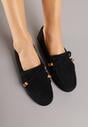 Czarne Mokasyny z Koralikami Kokardą i Frędzlami Nahda