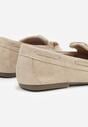Ciemnobeżowe Mokasyny z Koralikami Kokardą i Frędzlami Nahda