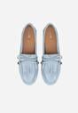 Niebieskie Mokasyny z Koralikami Kokardą i Frędzlami Nahda