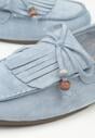Niebieskie Mokasyny z Koralikami Kokardą i Frędzlami Nahda