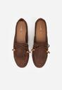 Brązowe Mokasyny z Koralikami Kokardą i Frędzlami Nahda