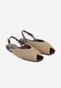 Ciemnobeżowe Sandały z Plecionką i Metalicznymi Ozdobami Crowstrider