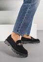 Czarne Mokasyny z Metaliczną Klamrą Glitterfly