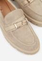 Beżowe Mokasyny z Metaliczną Klamrą Glitterfly