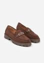 Brązowe Mokasyny z Metaliczną Klamrą Glitterfly