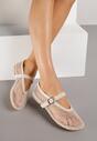 Beżowe Balerinki Ozdobione Siateczką Arolamar