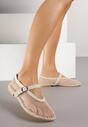 Beżowe Balerinki Ozdobione Siateczką Arolamar
