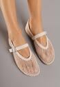 Beżowe Balerinki Ozdobione Siateczką Arolamar