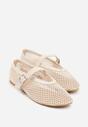 Beżowe Balerinki Ozdobione Siateczką Arolamar