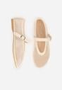 Beżowe Balerinki Ozdobione Siateczką Arolamar
