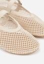 Beżowe Balerinki Ozdobione Siateczką Arolamar