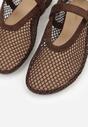 Brązowe Balerinki Ozdobione Siateczką Arolamar