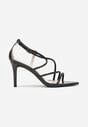 Czarne Sandały na Szpilce z Cyrkoniowymi Paskami Evirane