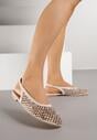 Beżowe Sandały Lakierowane Ozdobione Cyrkoniami Yesmenor