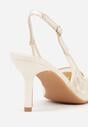 Jasnobeżowe Sandały na Szpilce Ozdobione Haftem Chelmeda