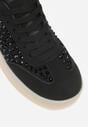 Czarne Sneakersy na Platformie z Cyrkoniami Moonblaze