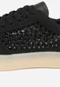 Czarne Sneakersy na Platformie z Cyrkoniami Moonblaze