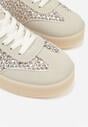Beżowe Sneakersy na Platformie z Cyrkoniami Moonblaze